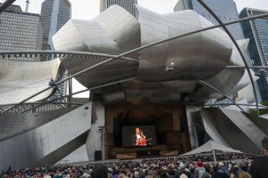 Yo-Yo Ma was dwarfed by the vido screen. Todd Rosen Photography 2019.