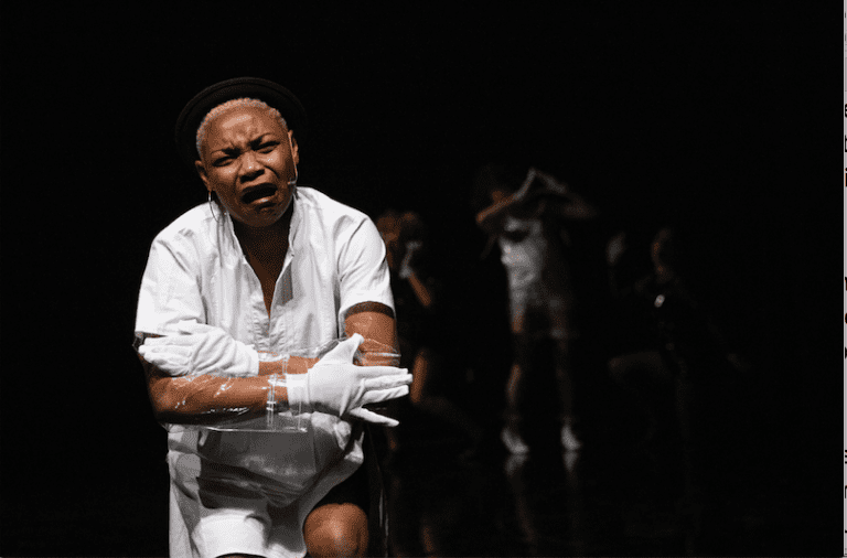 Titilayi Adebayo performs mime style movements in Water Will (in Melody)