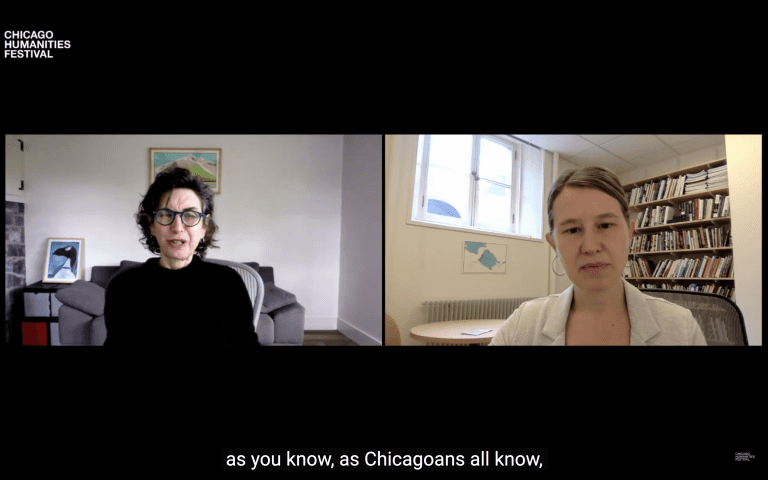 Elizabeth Kolbert (l) and Eula Biss (r) at the Chicago Humanities Festival