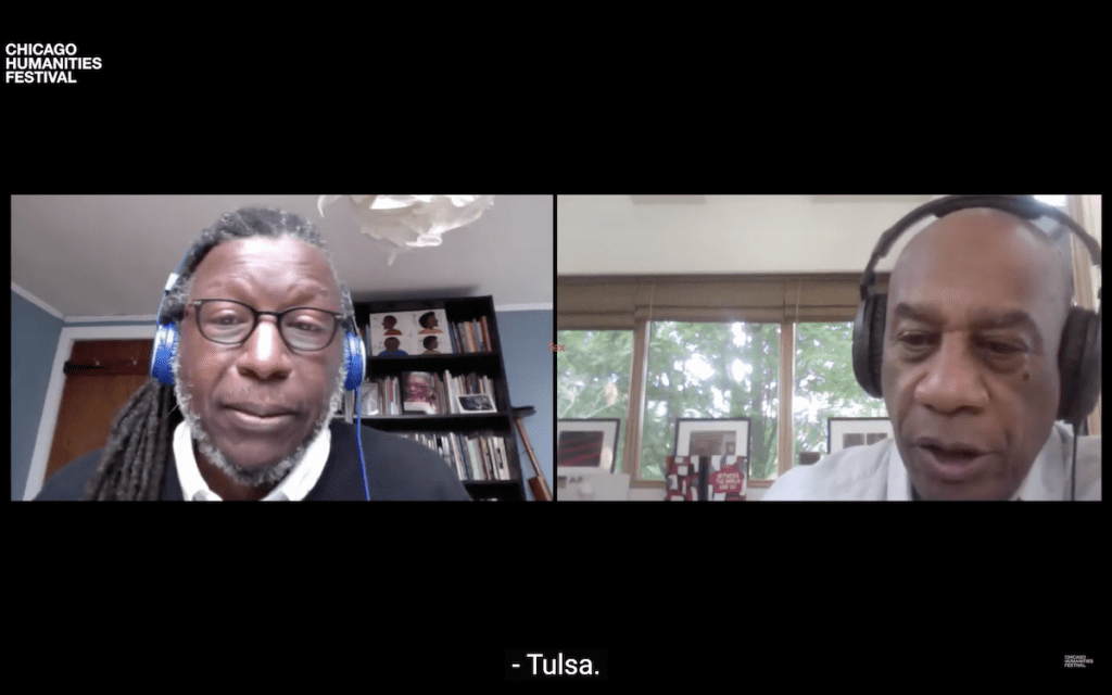 Cornelius Eady (l) and Joe Morton (r) discuss Brutal Imagination